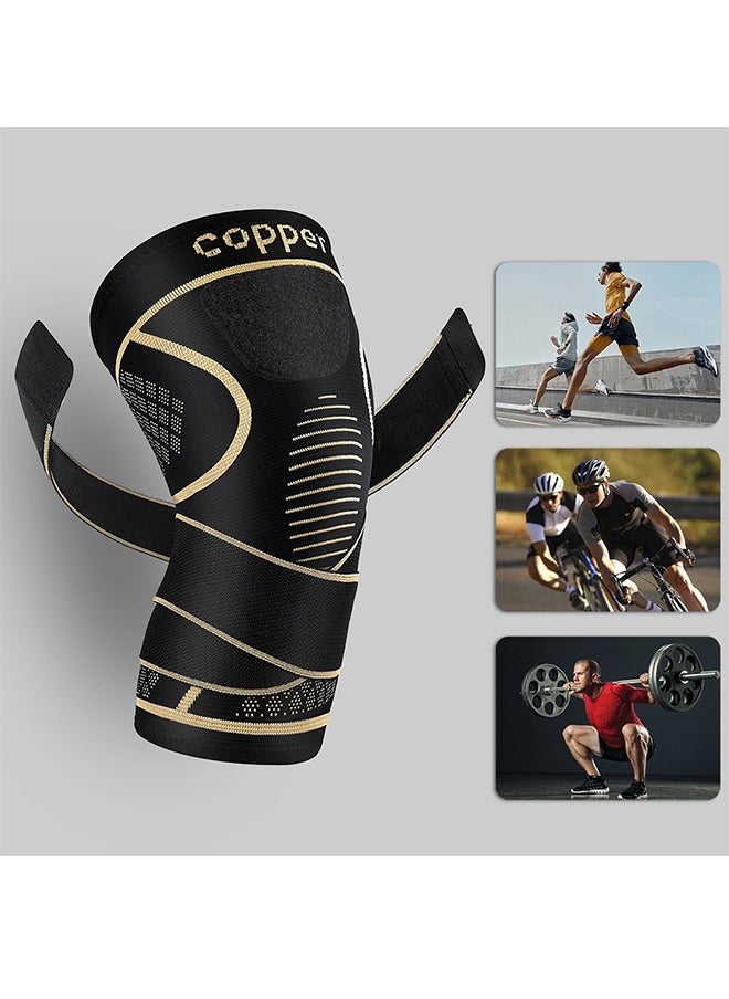 JIUBAN - Copper Knee Brace For Knee PainFor Men And Women (Pack Of 2), Knee Compression Sleeves For Arthritis, ACL, Meniscus Tear, Joint Pain Relief, Knee Brace For Work, Running, Weightlifting (L) - Image 1