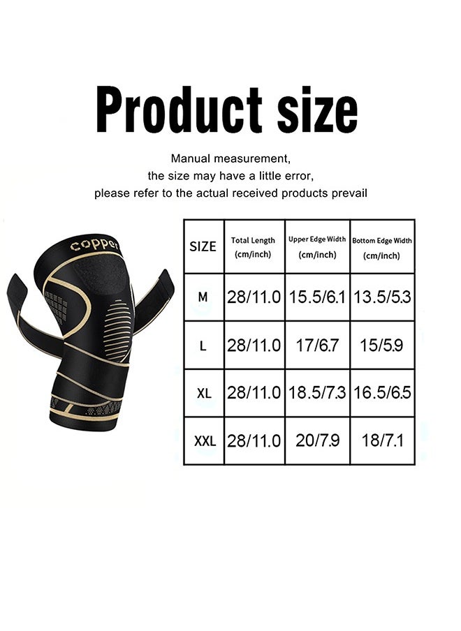 JIUBAN - Copper Knee Brace For Knee PainFor Men And Women (Pack Of 2), Knee Compression Sleeves For Arthritis, ACL, Meniscus Tear, Joint Pain Relief, Knee Brace For Work, Running, Weightlifting (L) - Image 1