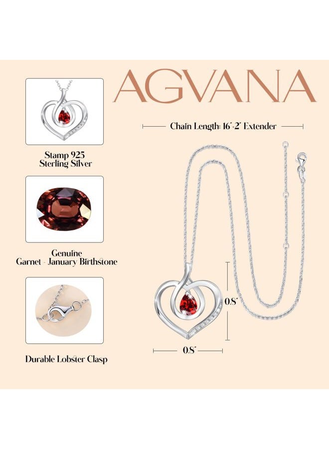Agvana Love Heart Birthstone Necklace Jewellery, 925 Sterling Silver Handmade Women Necklace Pendant Mother's Day Birthday Anniversary Jewelry Gifts for Her Girlfriend Mum Wife, Chain Length 40+5 cm - Image 4