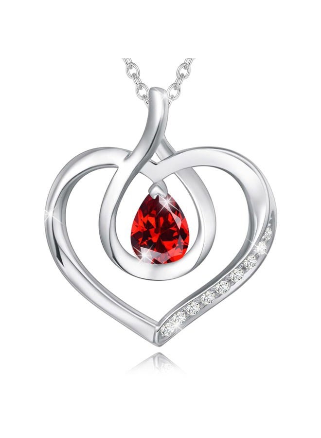 Agvana Love Heart Birthstone Necklace Jewellery, 925 Sterling Silver Handmade Women Necklace Pendant Mother's Day Birthday Anniversary Jewelry Gifts for Her Girlfriend Mum Wife, Chain Length 40+5 cm - Image 1