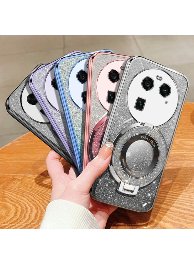 S-TOP Case For OPPO Find X6 Plated Gradient Glitter Round Holder TPU Phone Case - Image 2