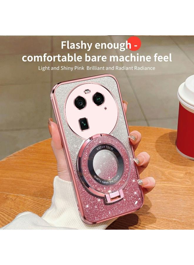 S-TOP Case For OPPO Find X6 Plated Gradient Glitter Round Holder TPU Phone Case - Image 3