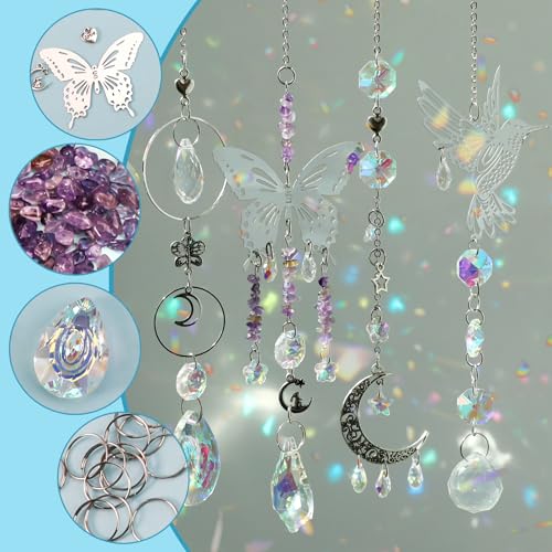HYBEADS DIY Suncatchers, 400pcs Sun Catchers Making Supplies Kit Art and Crafts for Adults Hanging Prism Sun Catcher with Crystals Rainbow Maker for Indoor Window Home Wedding Garden Christmas Decor - Image 2