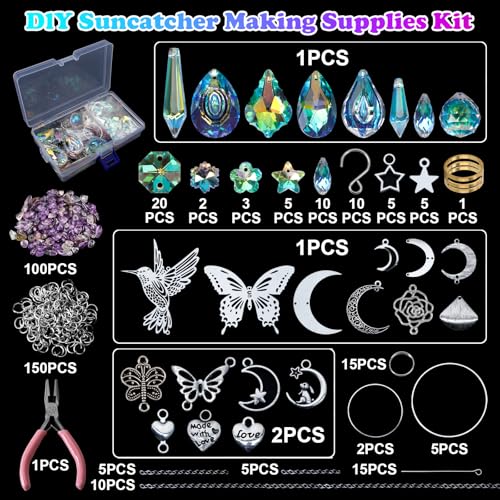 HYBEADS DIY Suncatchers, 400pcs Sun Catchers Making Supplies Kit Art and Crafts for Adults Hanging Prism Sun Catcher with Crystals Rainbow Maker for Indoor Window Home Wedding Garden Christmas Decor - Image 3