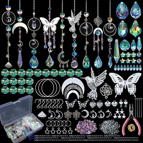 HYBEADS DIY Suncatchers, 400pcs Sun Catchers Making Supplies Kit Art and Crafts for Adults Hanging Prism Sun Catcher with Crystals Rainbow Maker for Indoor Window Home Wedding Garden Christmas Decor - Image 1