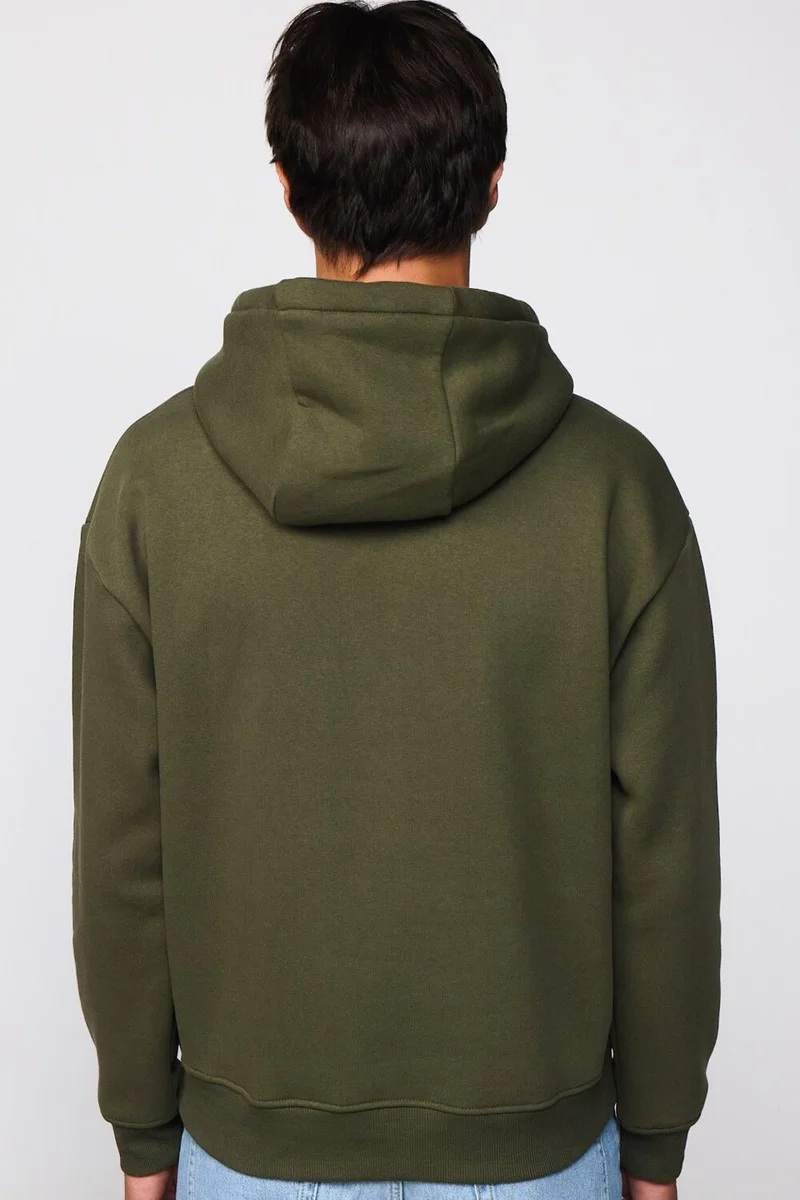 Tudors Oversize Cotton Hooded Basic Green Unisex Sweatshirt
