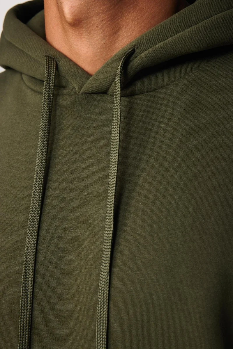 Tudors Oversize Cotton Hooded Basic Green Unisex Sweatshirt