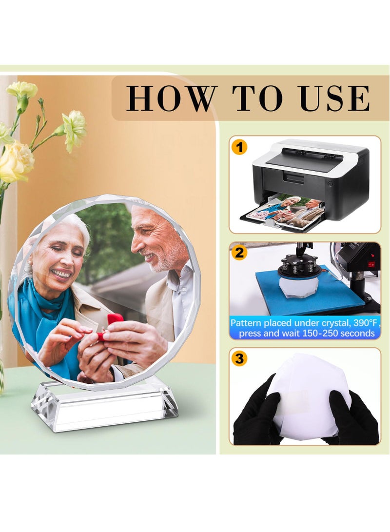 6 قطع قماش كريستالي للتسامي، إطار صور مزخرف لنقل الحراري، إطار صورة كريستالي لحامل عرض DIY، تذكار، تصميم مخصص (دائري، 4 × 4 بوصة) - Image 3