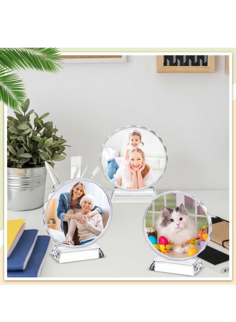 6 قطع قماش كريستالي للتسامي، إطار صور مزخرف لنقل الحراري، إطار صورة كريستالي لحامل عرض DIY، تذكار، تصميم مخصص (دائري، 4 × 4 بوصة) - Image 4