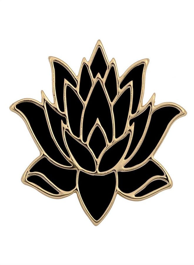 SENFAI 10K Gold Color Cute White Enamel Lotus Pin and Brooch(Black Gold) - Image 1