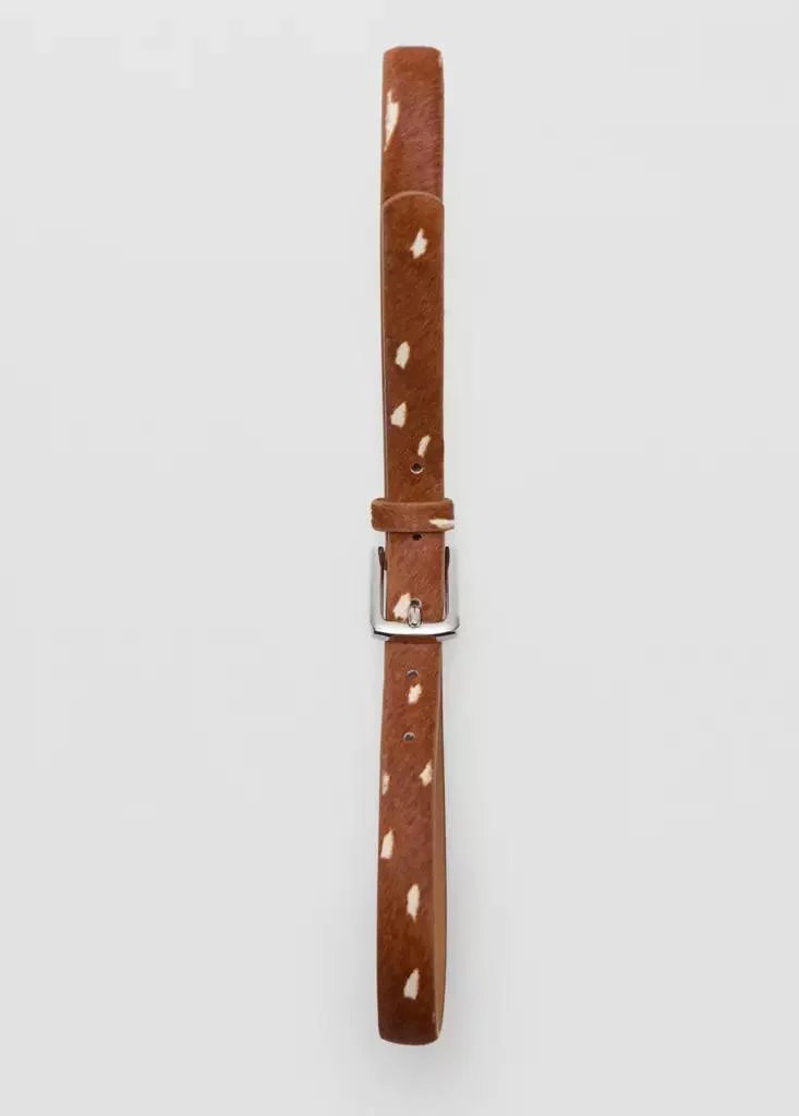 Mango 30-MARRON Leather Belt With Printed Deer Hide Pattern for Women | Best Price UAE