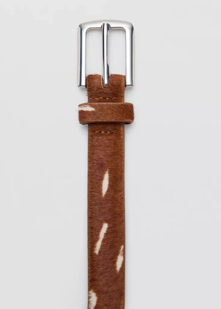 Mango Leather Belt With Printed Deer Hide Pattern