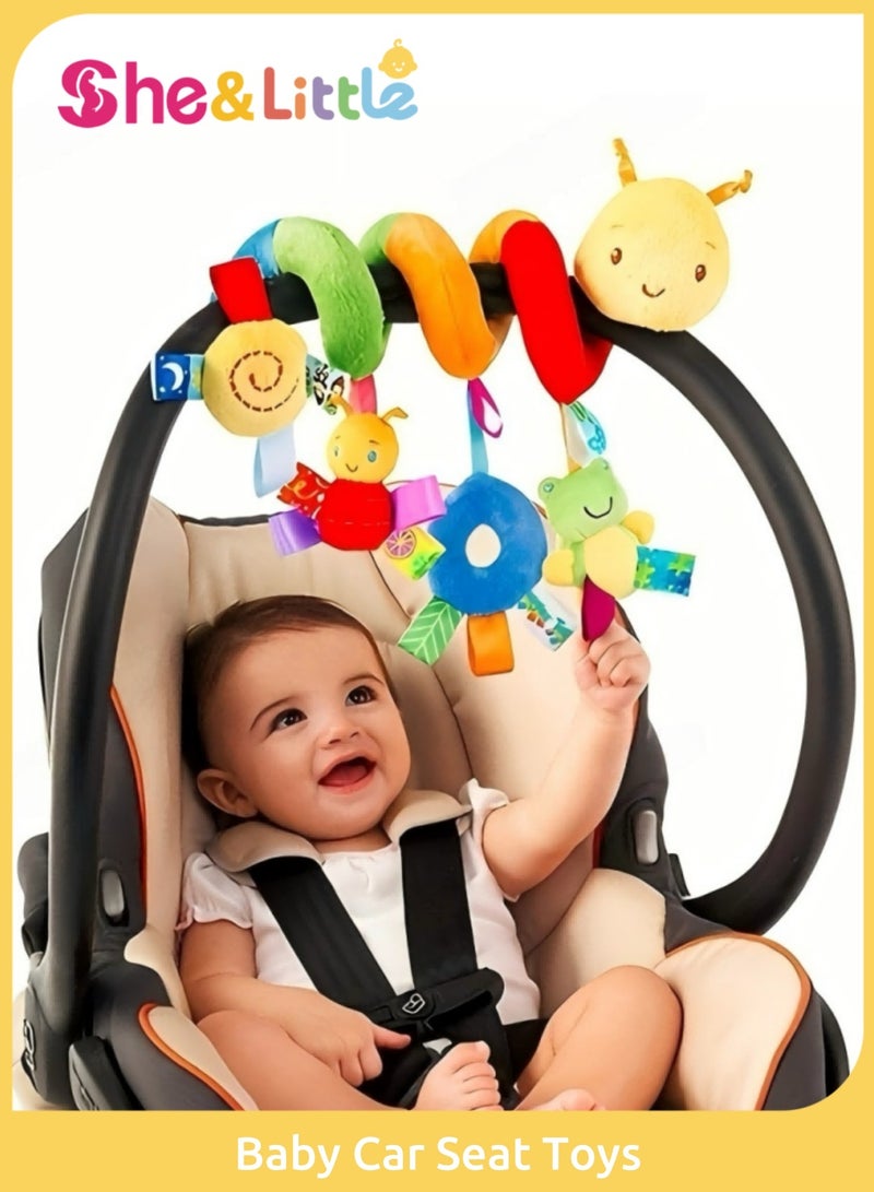She&Little Baby Crib Hanging Spiral Rattles Toy, Infant Plush Worm Spiral Toy with Rattle & Crinkle Sound, Stroller Car Seat Crib Hanging Toy for Newborn Boys Girls - Image 1