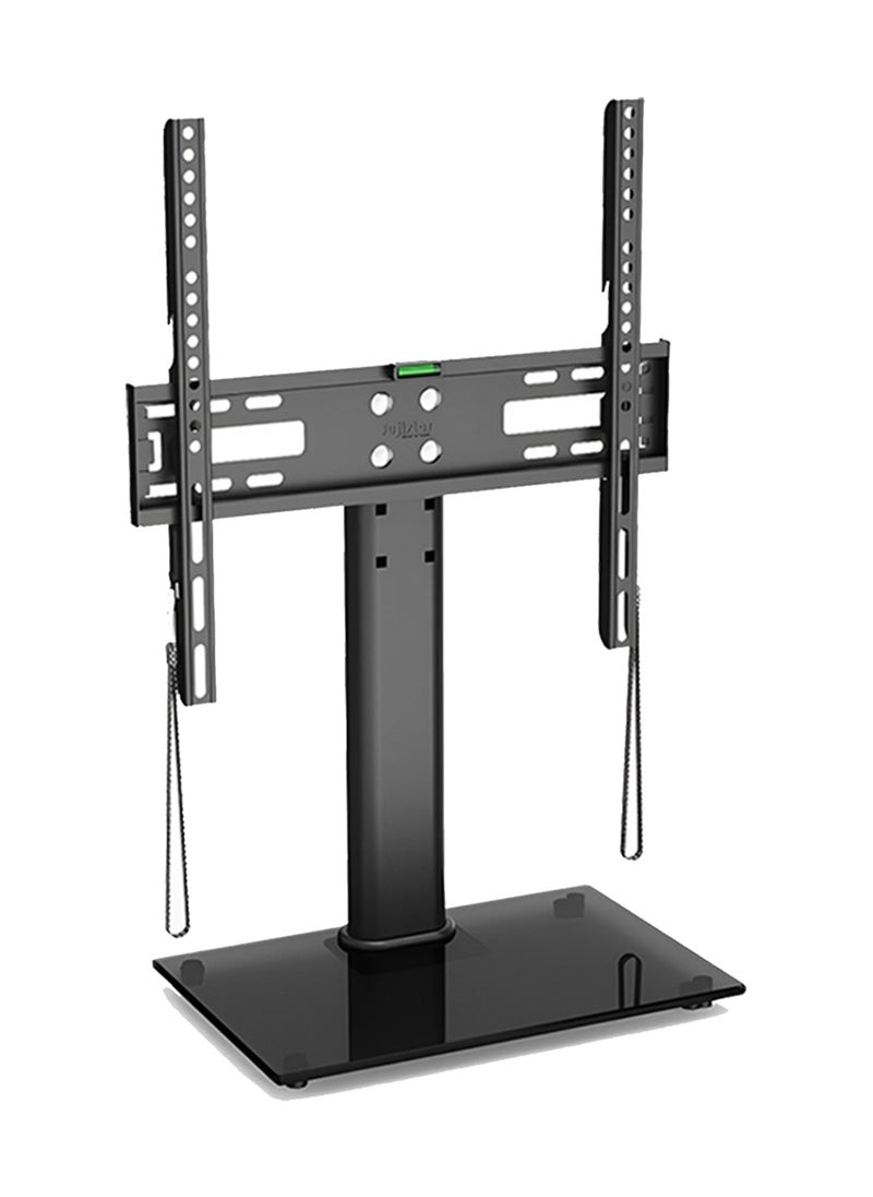 AL DARRA  AL WAQI TV table stand for medium and large screens, model FS-802, suitable for 32 to 65 inches LCD, LED, OLED, and 4K displays. Tabletop screen holder with adjustable viewing angles, ensuring safety and supporting up to 35 kg. 
