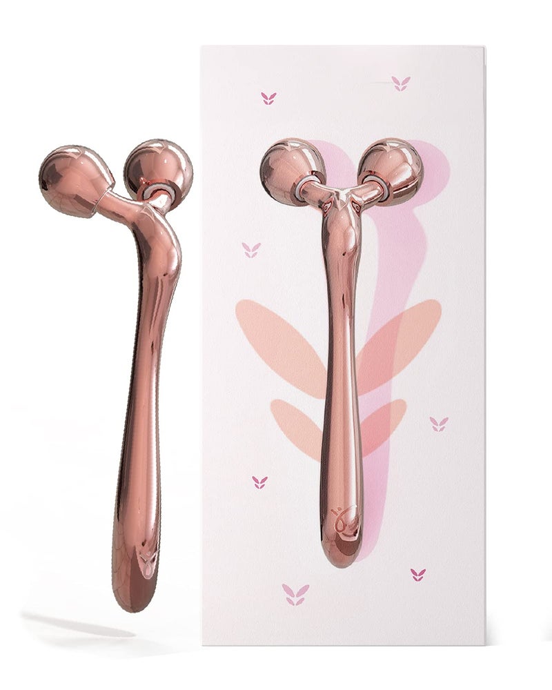 Caresmith Bloom All Metal Face Roller  Cooling Zinc Alloy Sculting Rollers with Solid Metal Handle  Face Massager for Women  Facial Massager Machine  Roller Massager  Face Roller for Women - Image 1