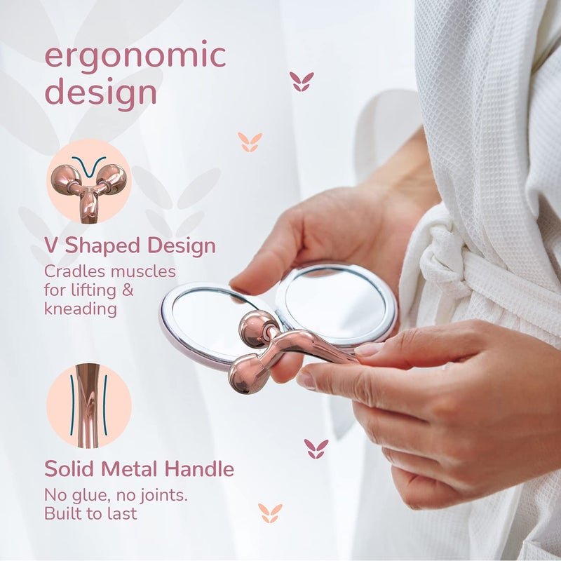 Caresmith Bloom All Metal Face Roller  Cooling Zinc Alloy Sculting Rollers with Solid Metal Handle  Face Massager for Women  Facial Massager Machine  Roller Massager  Face Roller for Women - Image 2