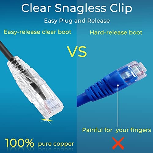 Rapink Patch Cables Cat6/ Cat6a 1ft (24 Pack) Slim, Cat6a Ethernet Patch Cable 10G Support, Snagless Cat 6 Patch Cable for Patch Panel to Switch, Flexiable Cat6 Ethernet Cable Black - Image 5