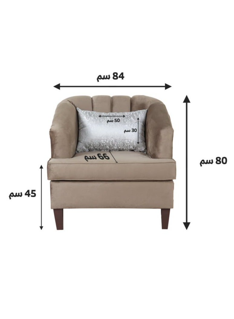 HOMEVEO Elegant and comfortable living room set with luxurious design 2 pieces - 4 seats - 3-person sofa - single chair brown 200x63x80 cm  - Image 4