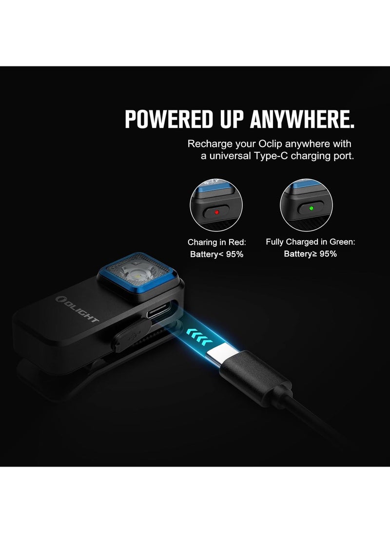 OLIGHT Oclip Flashlight, Hands Free Flashlight with Red& White Light, Lightweight Magnetic Clip-on Light, Bright LED Work Light, Rechargeable Safety Light for Night Walk, Cycling, Warning（black） - Image 2