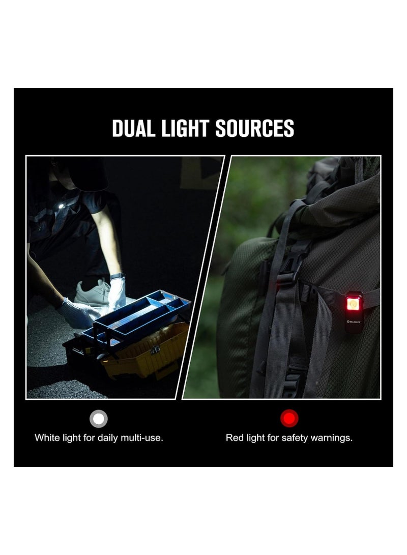 OLIGHT Oclip Flashlight, Hands Free Flashlight with Red& White Light, Lightweight Magnetic Clip-on Light, Bright LED Work Light, Rechargeable Safety Light for Night Walk, Cycling, Warning（black） - Image 3