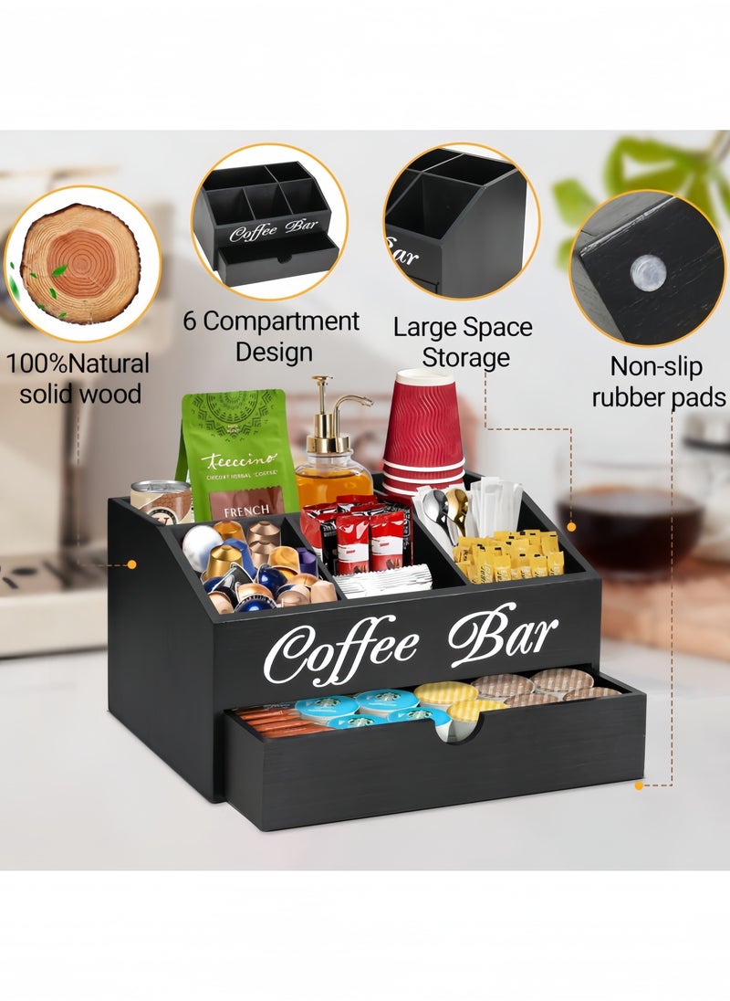 Coffee Bar Organizer Countertop, Wooden Coffee Bar Accessories Organizer With Drawer, Coffee Station Organizer Coffee Pods Holder Storage Basket, Farmhouse Coffee and Tea Condiment Organizer Station - pzsku/ZE30B900DE7E744CDB1F9Z/45/_/1721724083/c77bf055-febd-4daa-85cd-4d6bd7571761