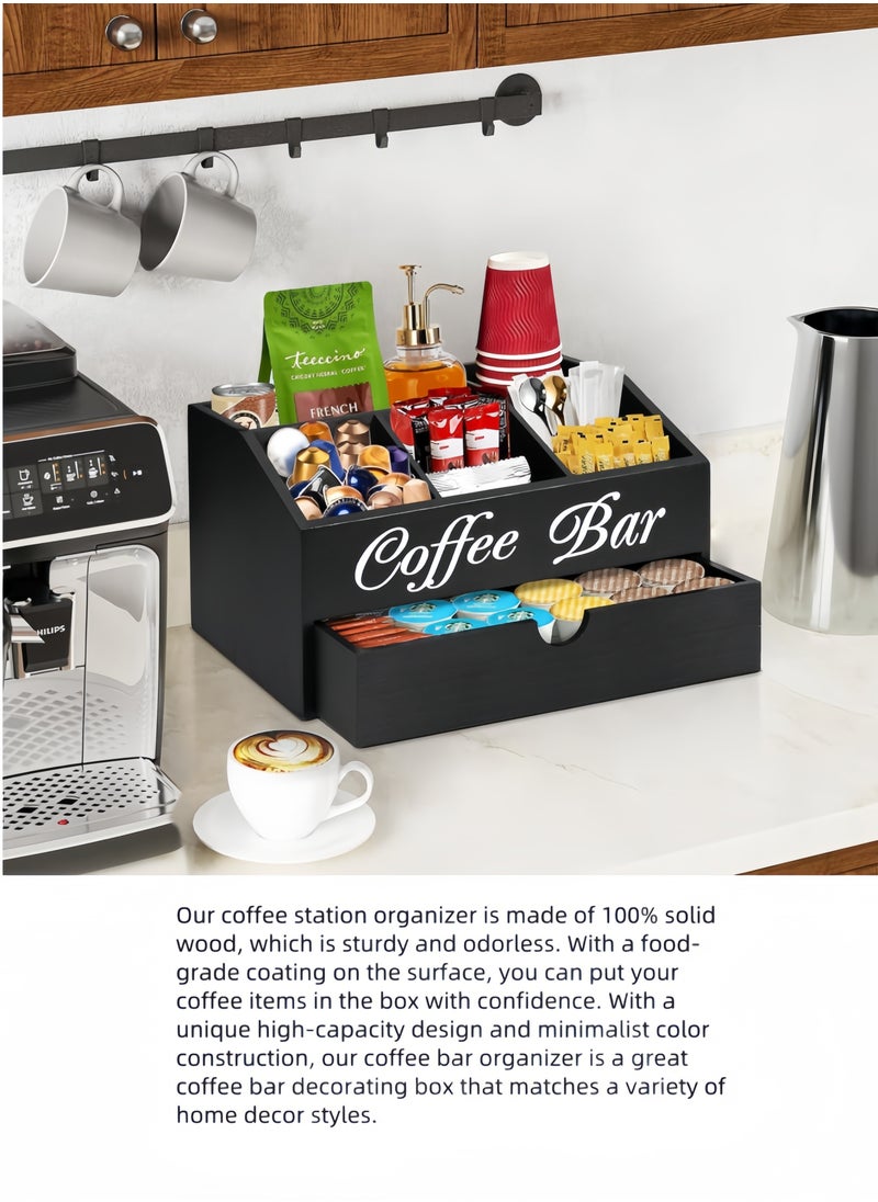 Coffee Bar Organizer Countertop, Wooden Coffee Bar Accessories Organizer With Drawer, Coffee Station Organizer Coffee Pods Holder Storage Basket, Farmhouse Coffee and Tea Condiment Organizer Station - pzsku/ZE30B900DE7E744CDB1F9Z/45/_/1721724083/e3232b61-b395-4c95-b090-6694b292cb0a