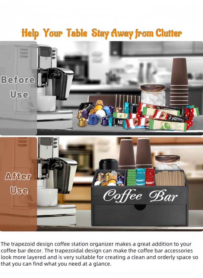 Coffee Bar Organizer Countertop, Wooden Coffee Bar Accessories Organizer With Drawer, Coffee Station Organizer Coffee Pods Holder Storage Basket, Farmhouse Coffee and Tea Condiment Organizer Station - pzsku/ZE30B900DE7E744CDB1F9Z/45/_/1721724085/b94c0f92-2277-4f73-9853-f9575b4a2d3c