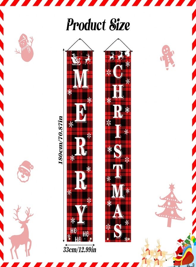 LOKIPA Christmas Decorations, Red Black Buffalo Plaid Christmas Banners Front Porch Sign Set Hanging Xmas Decorations for Home Xmas Decor Outdoor Indoor Front Door Yard Garage - Image 3