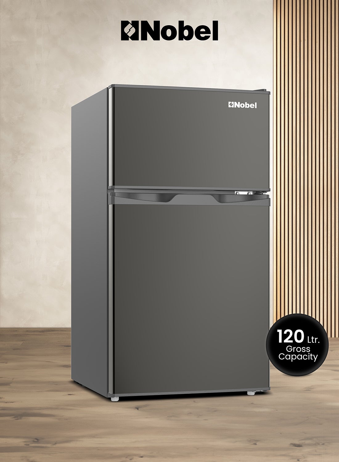 Double Door Refrigerator 120L Gross / 85L Net Defrost Fridge with Mechanical Temperature Control, Vegetable Crisper, Dark Silver -( 1 Year Warranty) 95 L NR120S Dark Silver