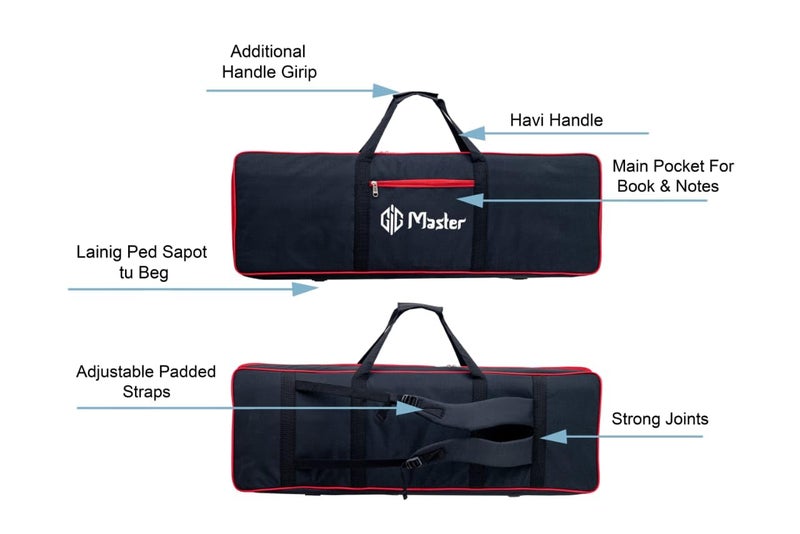 GIG Master Keyboard Bag/Case/Cover for Casio CTK-240, CTK-245 49 Keys Heavy Padded Light Weight Gig Bag with Front Pocket (Black & Red) - Image 5