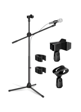 Adjustable Dual Microphone Stand Tripod Mic Stand Holder with Boom Arm & 2x Mic Clips - pzsku/ZE30BA8BB81376A641762Z/45/_/1729470994/67811a48-b90e-4a24-88d8-4b394a05c84e