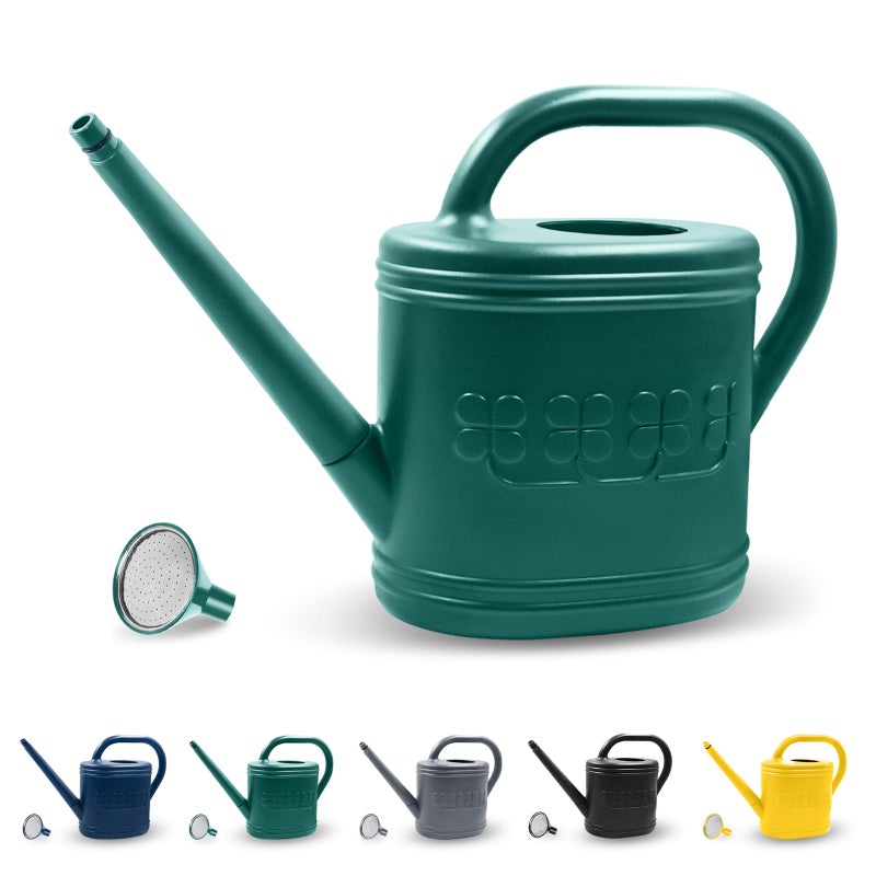 Giftsfaloy 2 Gallon Watering Can, Outdoor Watering Can for Plants, Garden Water Can with Removable Long Spout and Stainless Steel Sprinkler Head, Large Water Can for Greenhouse (Dark Green, 2 Gallon) - Image 1