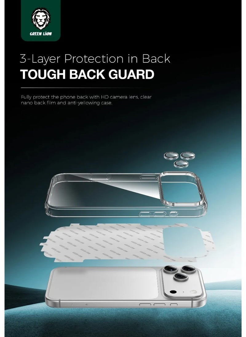 جرين ليون حماية رباعية للخصوصية 4 في 1 لهاتف iPhone 17 Pro Max  / زجاج ثلاثي الأبعاد لخصوصية الحيوانات الأليفة / جراب مضاد للصدمات / غشاء خلفي نانو / واقي للكاميرا / حماية 360 درجة - الخصوصية - Image 3