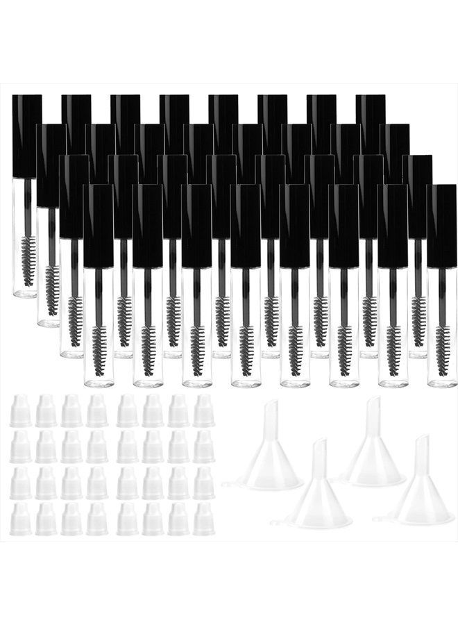 Hedume 32 عبوة أنبوب ماسكارا فارغ سعة 10 مل مع عصا رموش، زجاجة حاوية لكريم الرموش مع إدخالات مطاطية وقمع لزيت الخروع، مستحضرات تجميل DIY - Image 1
