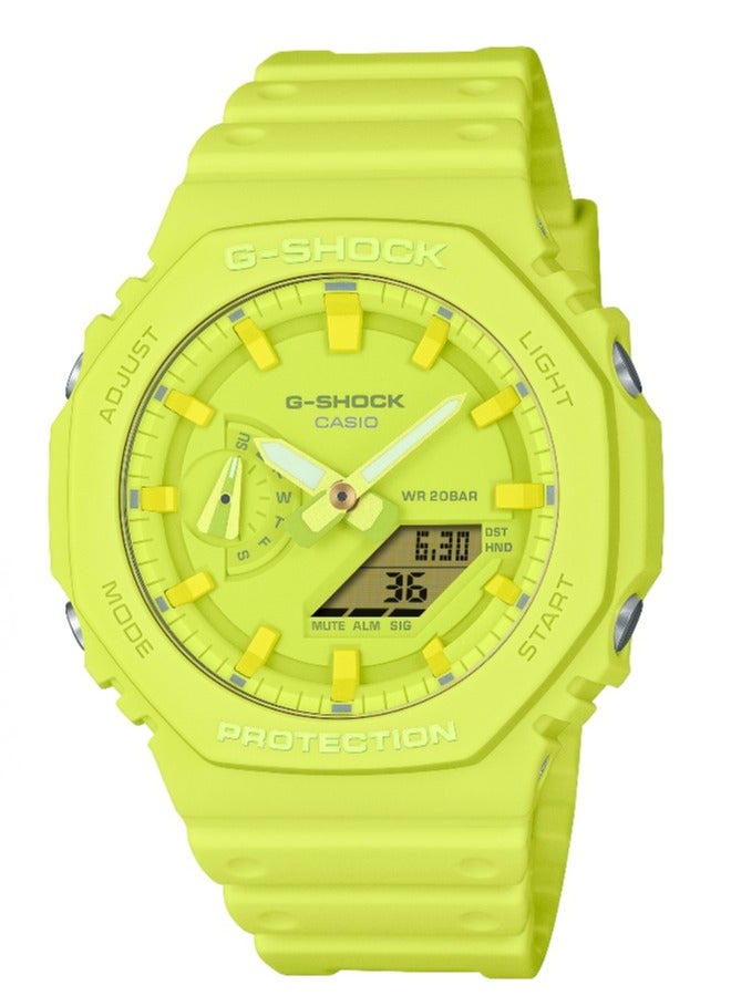 كاسيو CASIO G-SHOCK التصميم الثماني الراتنج البيولوجي الصديق للبيئة الحركة الكوارتز حزام الراتنج الساعات اليابانية الكورية الذكور والنساء نفس الشكل صفراء - Image 1