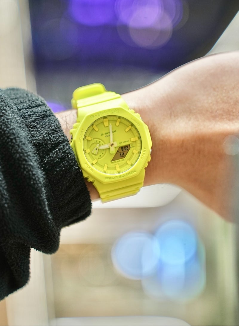 كاسيو CASIO G-SHOCK التصميم الثماني الراتنج البيولوجي الصديق للبيئة الحركة الكوارتز حزام الراتنج الساعات اليابانية الكورية الذكور والنساء نفس الشكل صفراء - Image 3