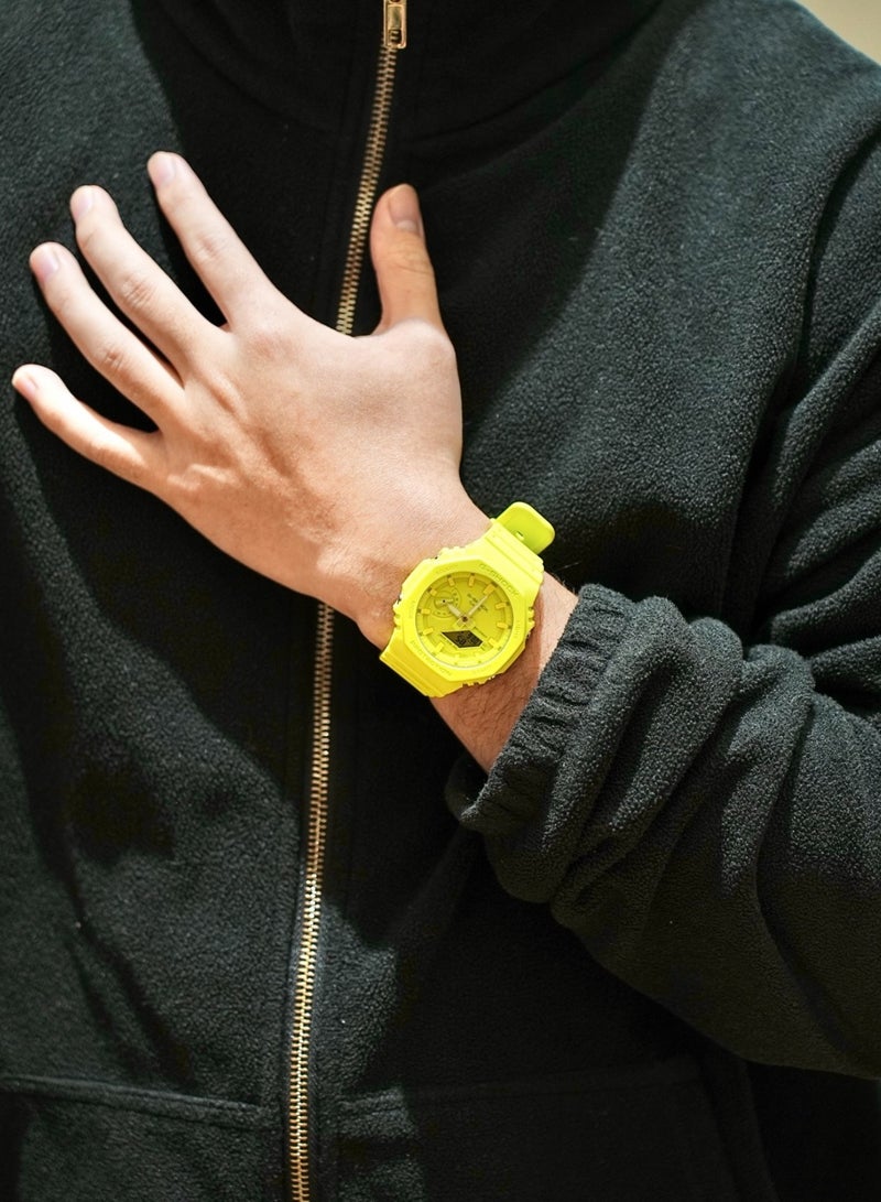 كاسيو CASIO G-SHOCK التصميم الثماني الراتنج البيولوجي الصديق للبيئة الحركة الكوارتز حزام الراتنج الساعات اليابانية الكورية الذكور والنساء نفس الشكل صفراء - Image 4