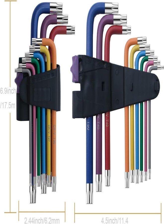 TOOGOND 9 Pc Hex Key Allen Wrench Set, Torx TRX Star Coloured Wrench Set T10, T15, T20, T25, T27, T30, T40, T45, T50 for Furniture Assembly, Bicycle Maintenance, Household DIY - Image 3