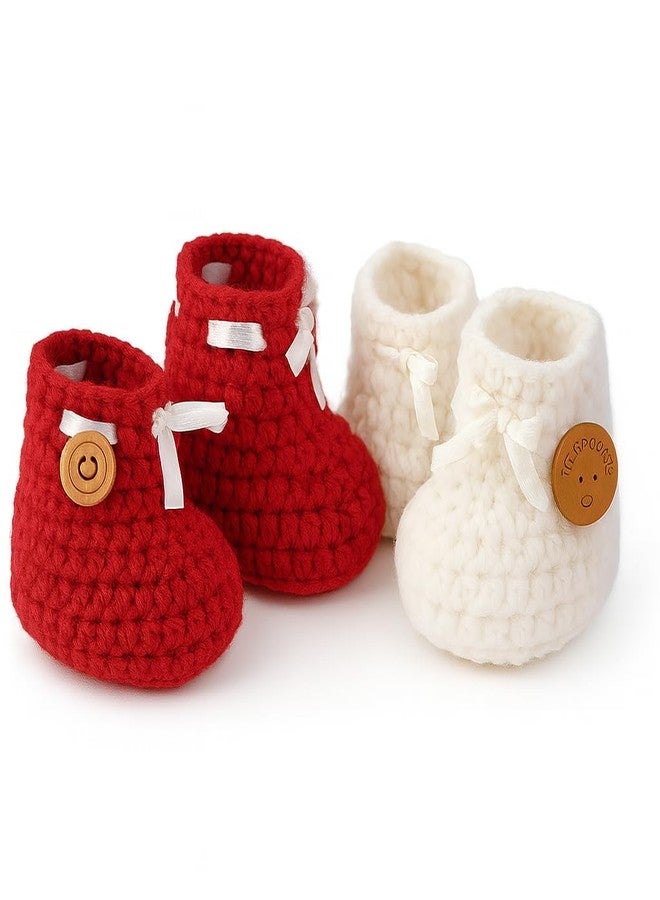 Dharmnirdosh Baby Boys & Baby Girls Woolen Socks comfortable Durable Ankle Socks (IN, Age, 0 Months, 6 Months, 2, Maroon & White) - Image 1