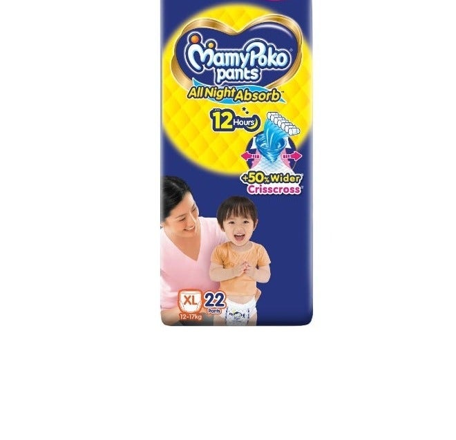MamyPoko Pants All Night Absorb Baby Diapers, X-Large (XL), 22 Count 12-17 kg