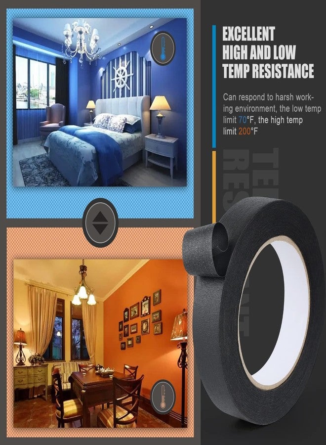 Lichamp مجموعة من 3 أشرطة لاصقة للرسامين باللون الأسود من Lichamp، مقاس 1 بوصة، وشريط لاصق أسود مقاس 1 بوصة × 55 ياردة × 3 لفات (إجمالي 165 ياردة) - Image 4