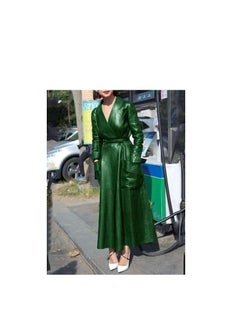Autumn And Winter Elongated Leather Overcoat