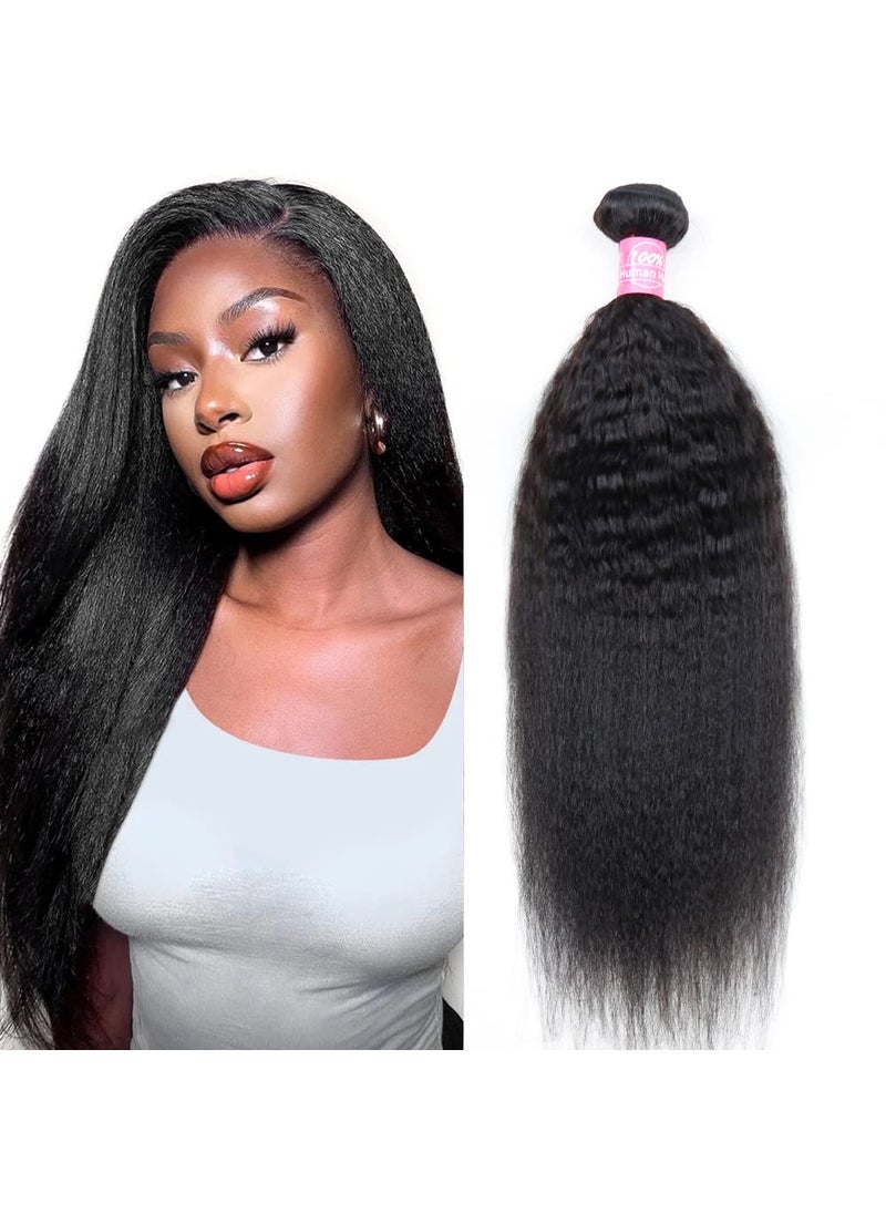 FQ FQ Kinky Straight Bundles Human Hair 28 inch Kinky Straight Hair 1 Bundle 10A Brazilian Kinky Straight Human Hair Weave Extensions For Black Women 100gbundle Natural Color 