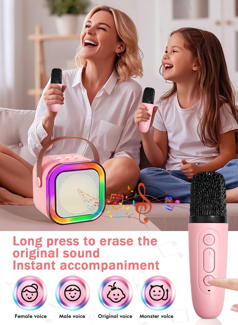 URbazaar Karaoke Machine for Kids Adults, Portable Bluetooth Mini Karaoke Microphone Singing Speaker Karaoke Player with 2 Wireless Mic, Birthday Gifts for Girls Boys Family Home Party - Image 5