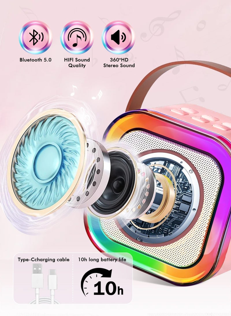 URbazaar Karaoke Machine for Kids Adults, Portable Bluetooth Mini Karaoke Microphone Singing Speaker Karaoke Player with 2 Wireless Mic, Birthday Gifts for Girls Boys Family Home Party - Image 2