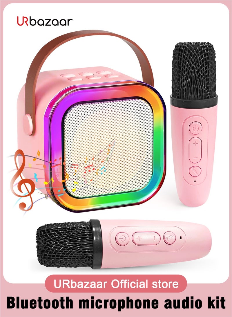 URbazaar Karaoke Machine for Kids Adults, Portable Bluetooth Mini Karaoke Microphone Singing Speaker Karaoke Player with 2 Wireless Mic, Birthday Gifts for Girls Boys Family Home Party - Image 1