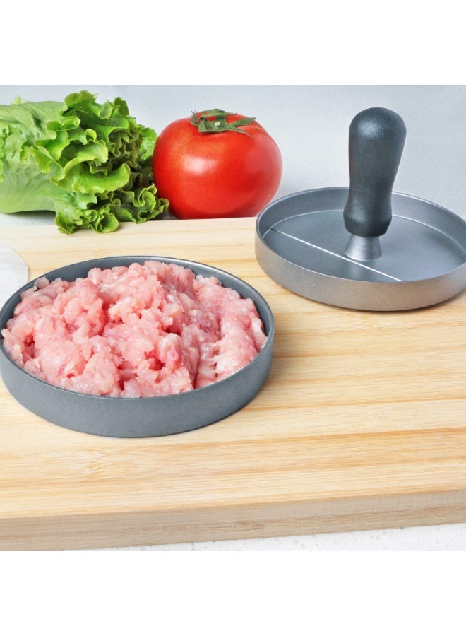 Food Grade Stainless Steel Burger Press, Patty Press with ABS Handle, Non-Stick Hamburger Press, 11.5 cm, 50 Sheets of Patty Papers Included  - Image 4