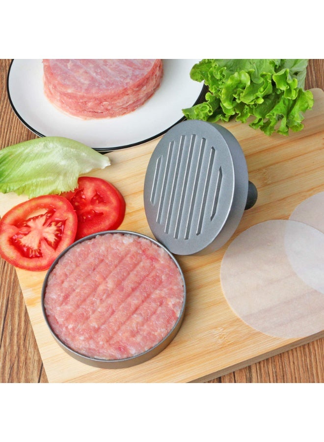 Food Grade Stainless Steel Burger Press, Patty Press with ABS Handle, Non-Stick Hamburger Press, 11.5 cm, 50 Sheets of Patty Papers Included  - Image 5
