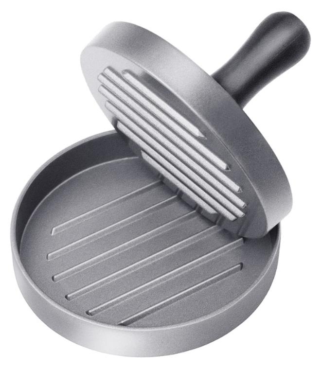 الطعام الصف الفولاذ المقاوم للصدأ برغر الصحافة، باتي الصحافة مع مقبض ABS، غير اللاصق برغر الصحافة، 11.5 سم، 50 ورقة من أوراق باتي متضمنة - Image 1