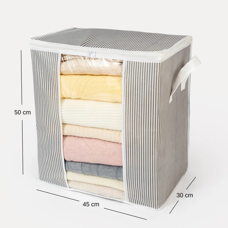 ناكاريف Windowed Line Pattern Printed Pillow Cover Blanket Organizer Storage Bag 45X30X50 cm